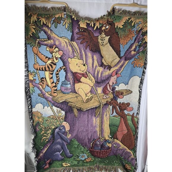 Disney Other - Winnie The Pooh And Friends Throw Blanket Tapestry Pooh 100 Acre Collection RARE